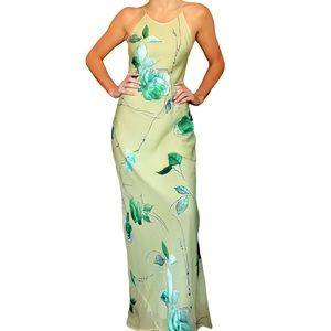 Green formal embellished maxi dress